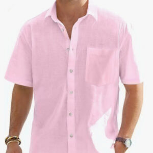 Men's Cotton And Linen Short Sleeve Shirt Top