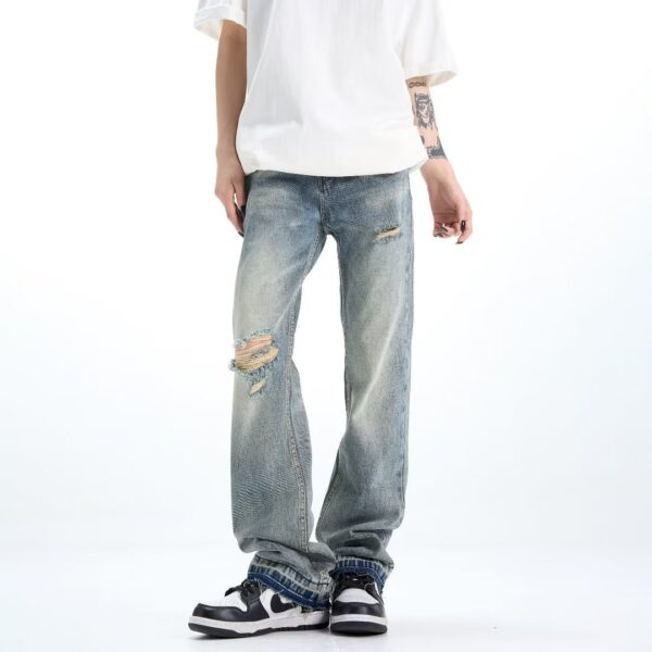 Loose Straight Ripped Jeans For Men - Image 6