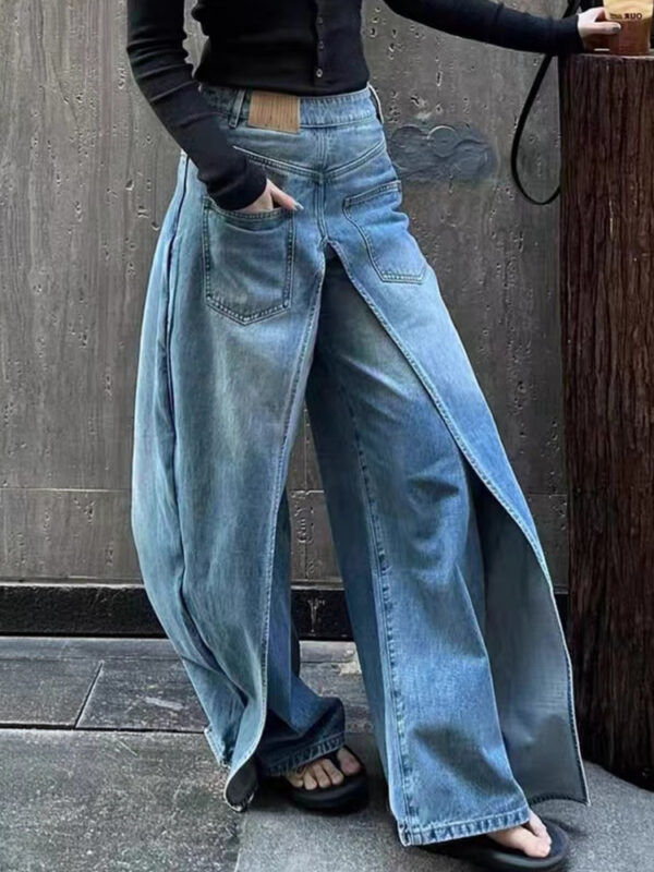 Y2g Waste Soil Wind Front And Back Wear Washed Loose Wide Leg Jeans - Image 7