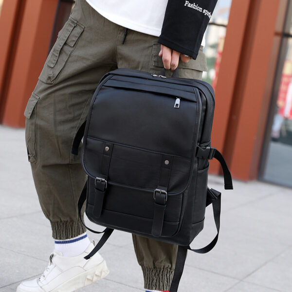 High School Men's Leather Bag Retro Backpack - Image 5