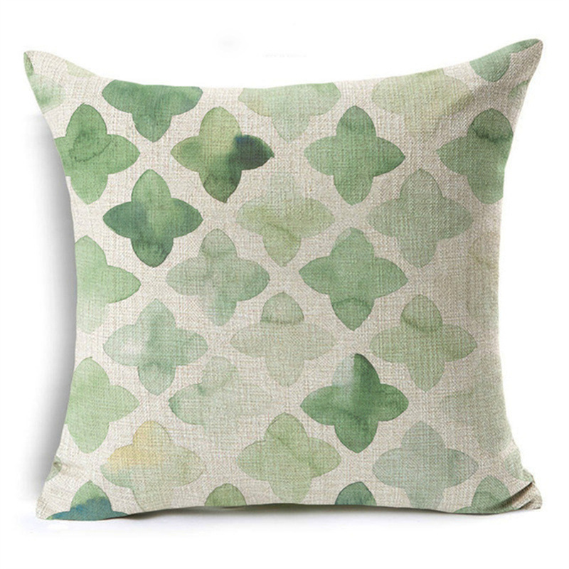 New Green Geometric Print Linen Pillowcase - Image 10