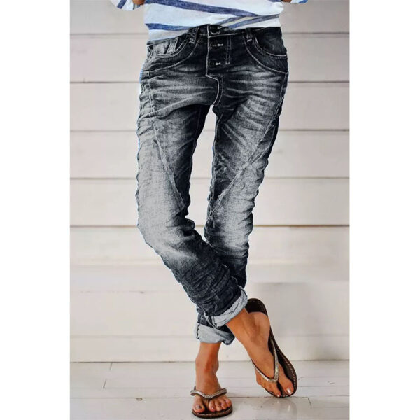 Drawstring Elastic Waist Washed Women's Casual Pants - Image 4