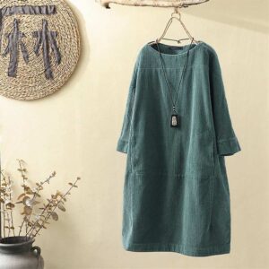 New solid color dress Korean loose three-quarter sleeves