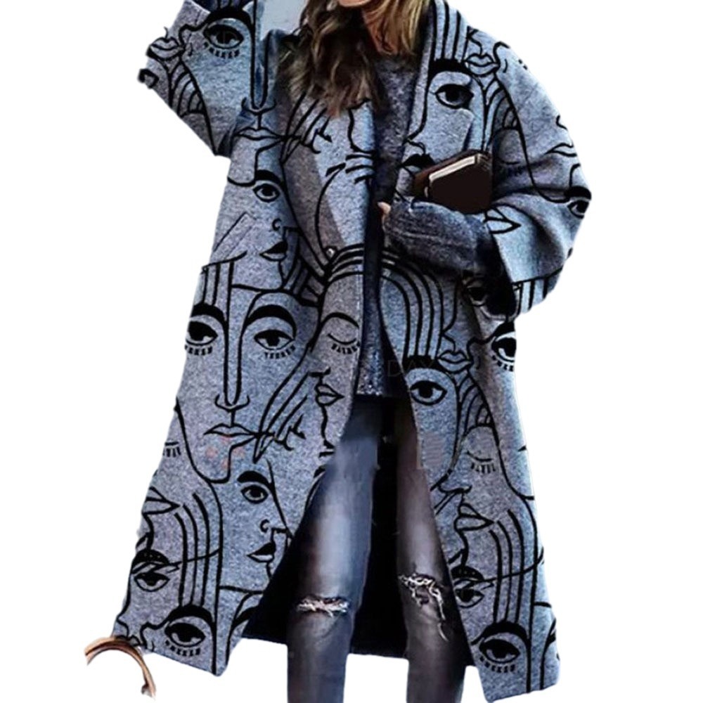 Women's Color Matching Plaid Long-sleeved Coat - Image 8