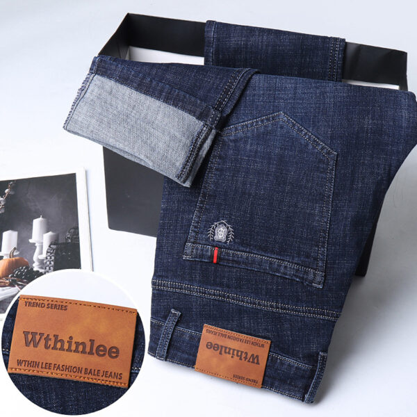 Jeans Men's Straight Loose Casual Pants Fleece-lined Thickened Men's Pants - Image 4