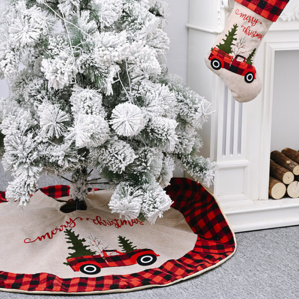Linen Tree Skirt Car Christmas Tree 120CM Christmas Decoration Tree - Image 3