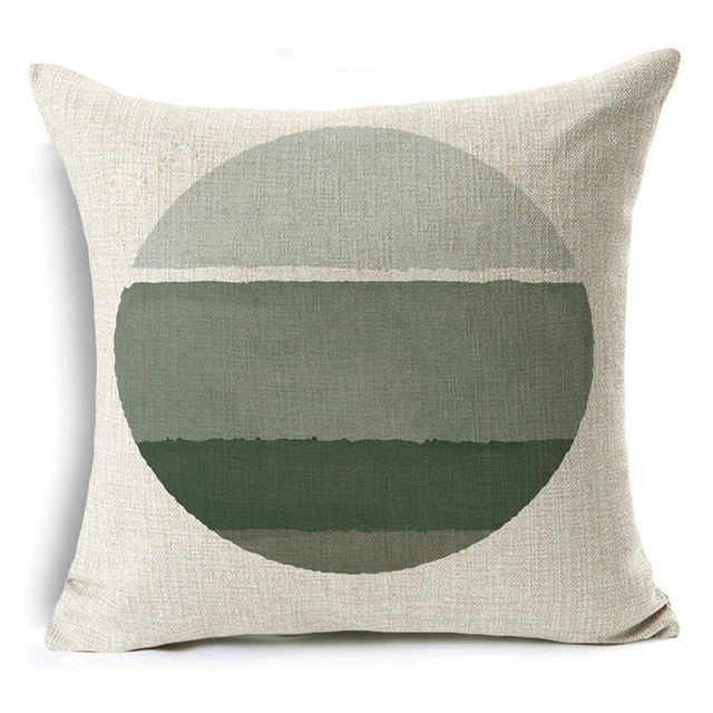 New Green Geometric Print Linen Pillowcase - Image 8