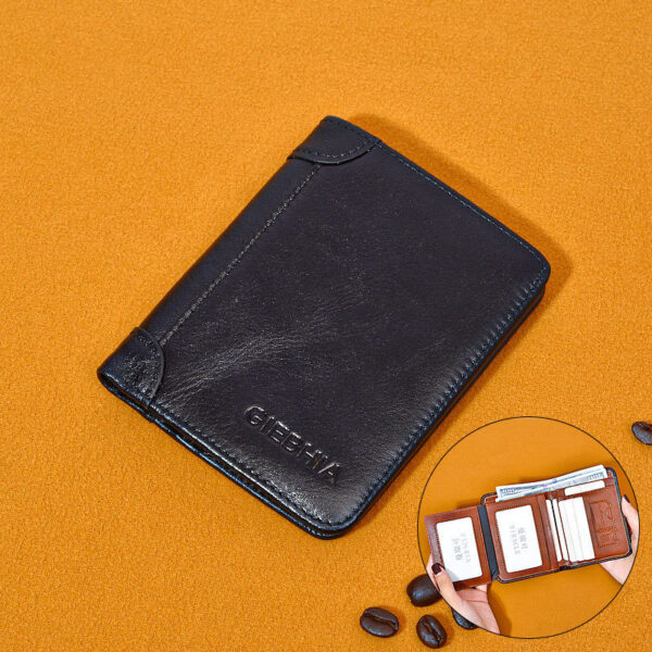 Men's Leather Anti-theft Swiping Ultra-thin Multi-card-slot Short Wallet - Image 3