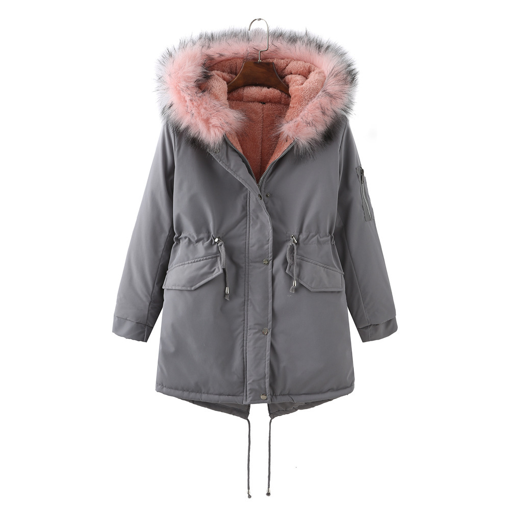 Winter Clothing Fleece-lined Thickened European Size Cotton-padded Coat - Image 3