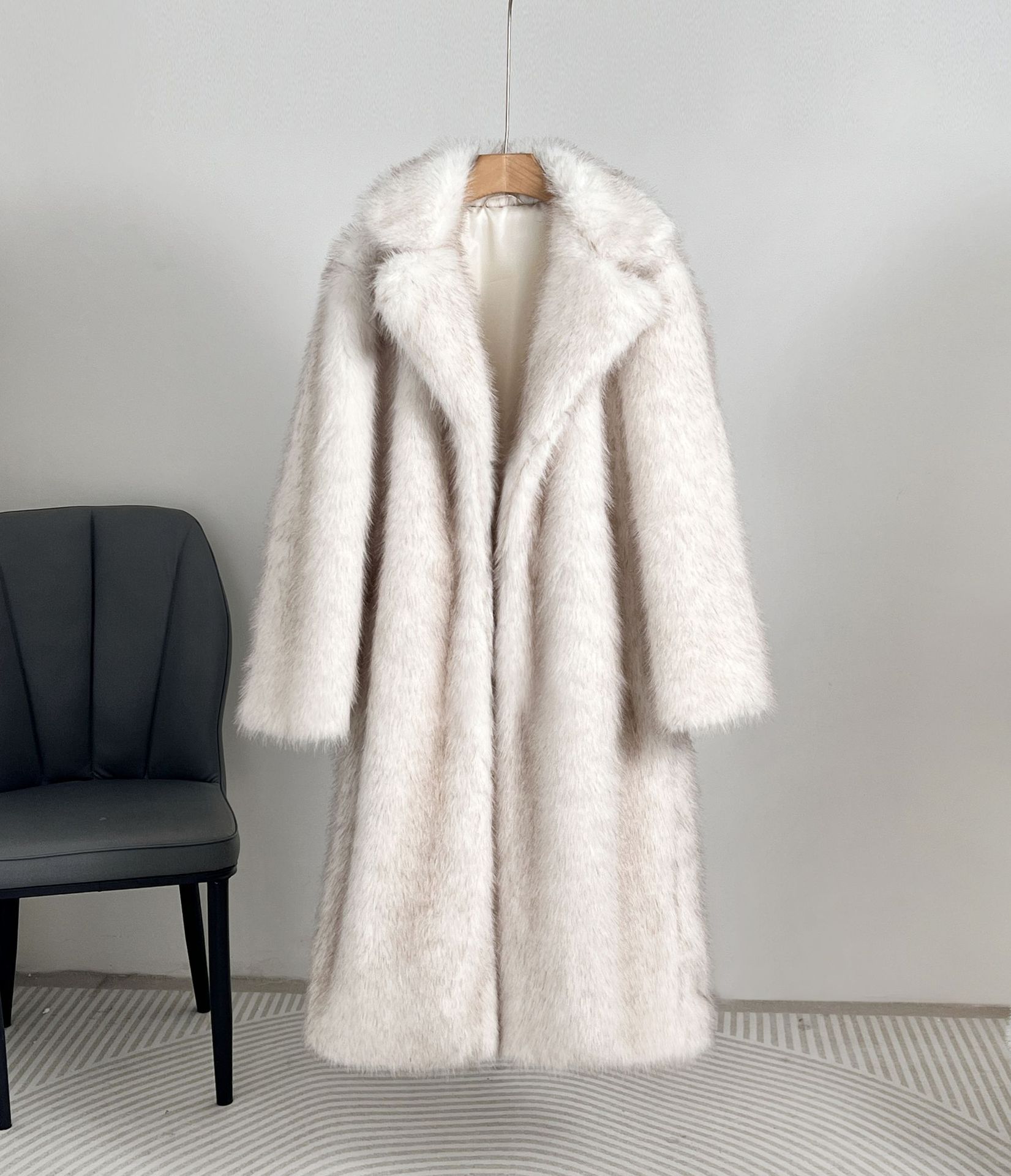 Autumn And Winter Extended Imitation Fur Coat Overcoat - Image 6