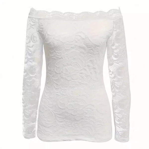 Women's Solid Color Sexy Lace Casual All-match Bottoming Shirt - Image 2