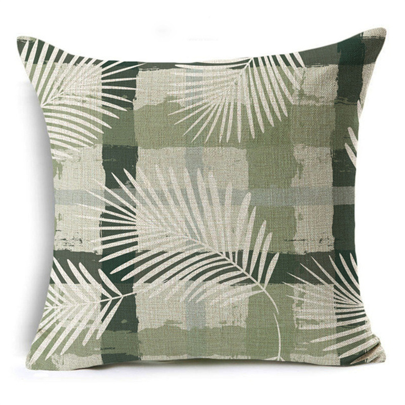 New Green Geometric Print Linen Pillowcase - Image 4
