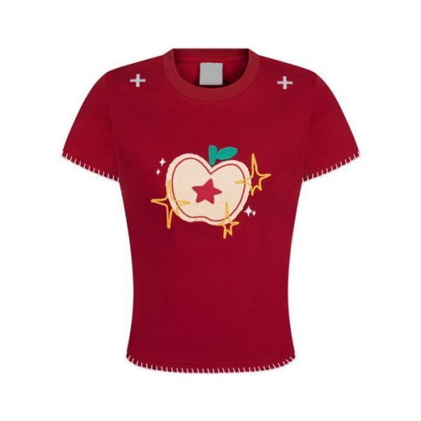Women's Casual Sweet And Spicy Towel Embroidered Short Sleeve - Image 8