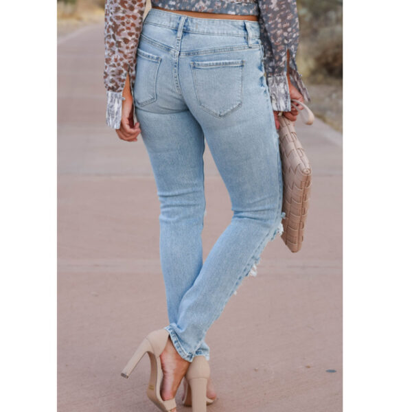Women's Skinny Pants Cotton Trousers With Holes - Image 5