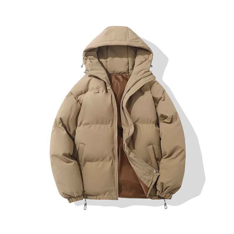 Zipper Solid Color Hooded Padded Jacket - Image 9