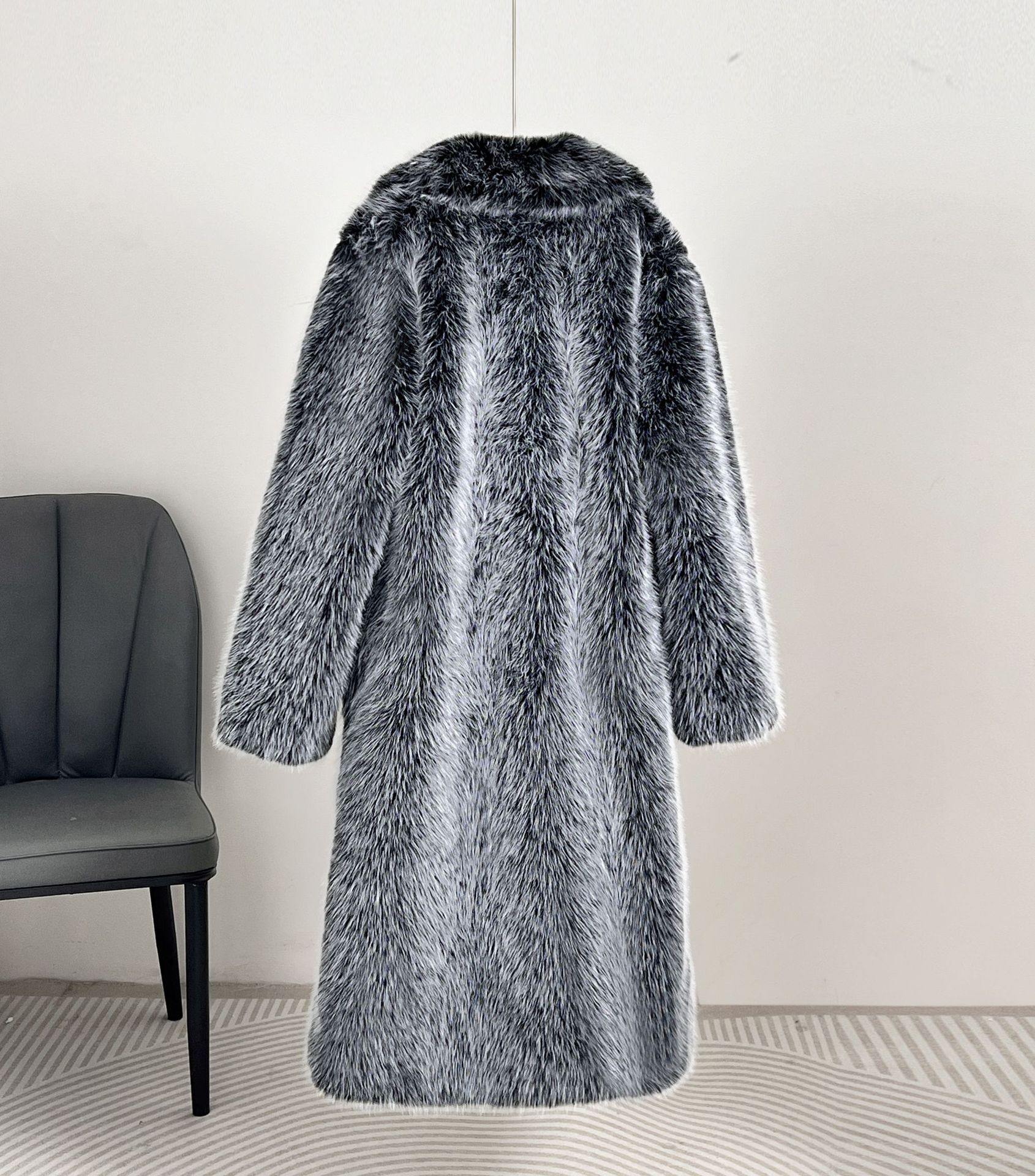Autumn And Winter Extended Imitation Fur Coat Overcoat - Image 8
