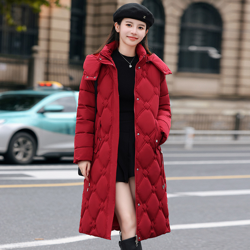 Detachable Hat Cotton-padded Coat Women's Mid-length Winter - Image 3