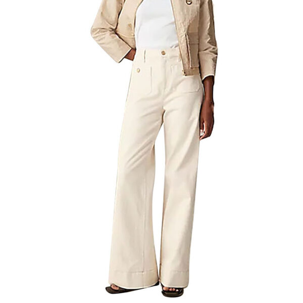 Women's Loose Plus Size Leisure Washed-out Button Wide-leg Pants Skinny - Image 9
