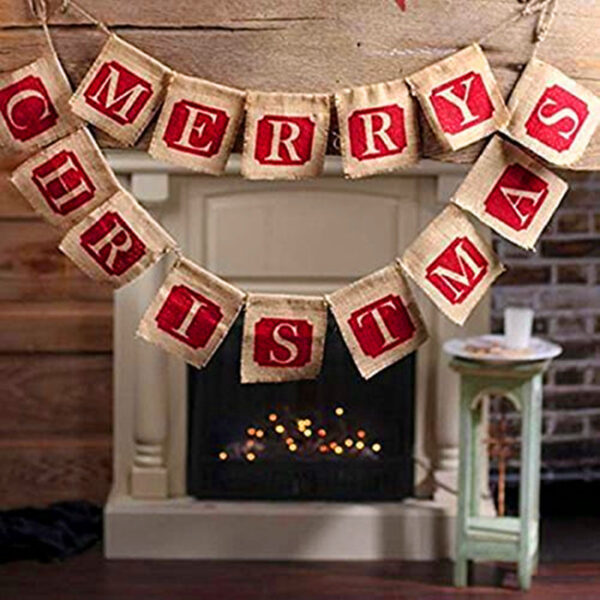 Merry Christmas Sackcloth Flag Christmas Banner Christmas Banner Decoration - Image 2