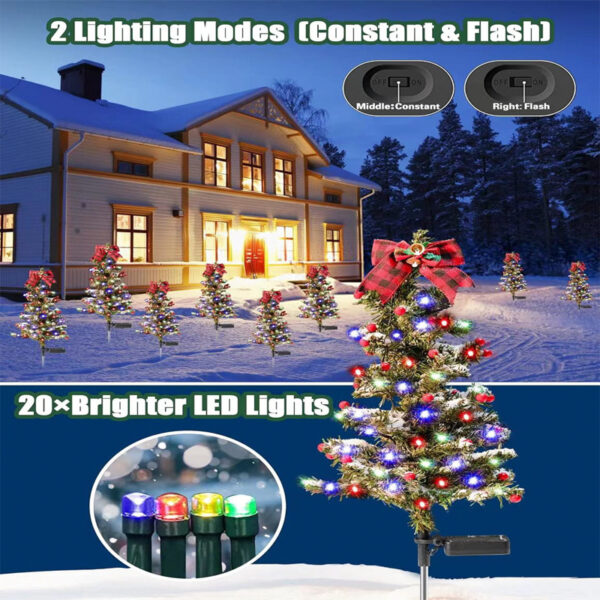 Waterproof Outdoor Christmas Decorations Solar Christmas Tree 2 Modes Yard Stake Christmas Pathway Light For Garden Yard Decor - Image 2