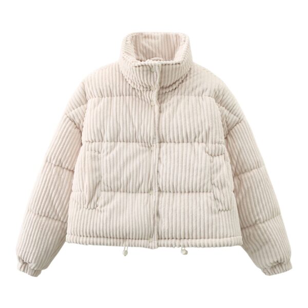 Warm Corduroy Puffer Jacket Coat Short Loose Cotton Coat - Image 6