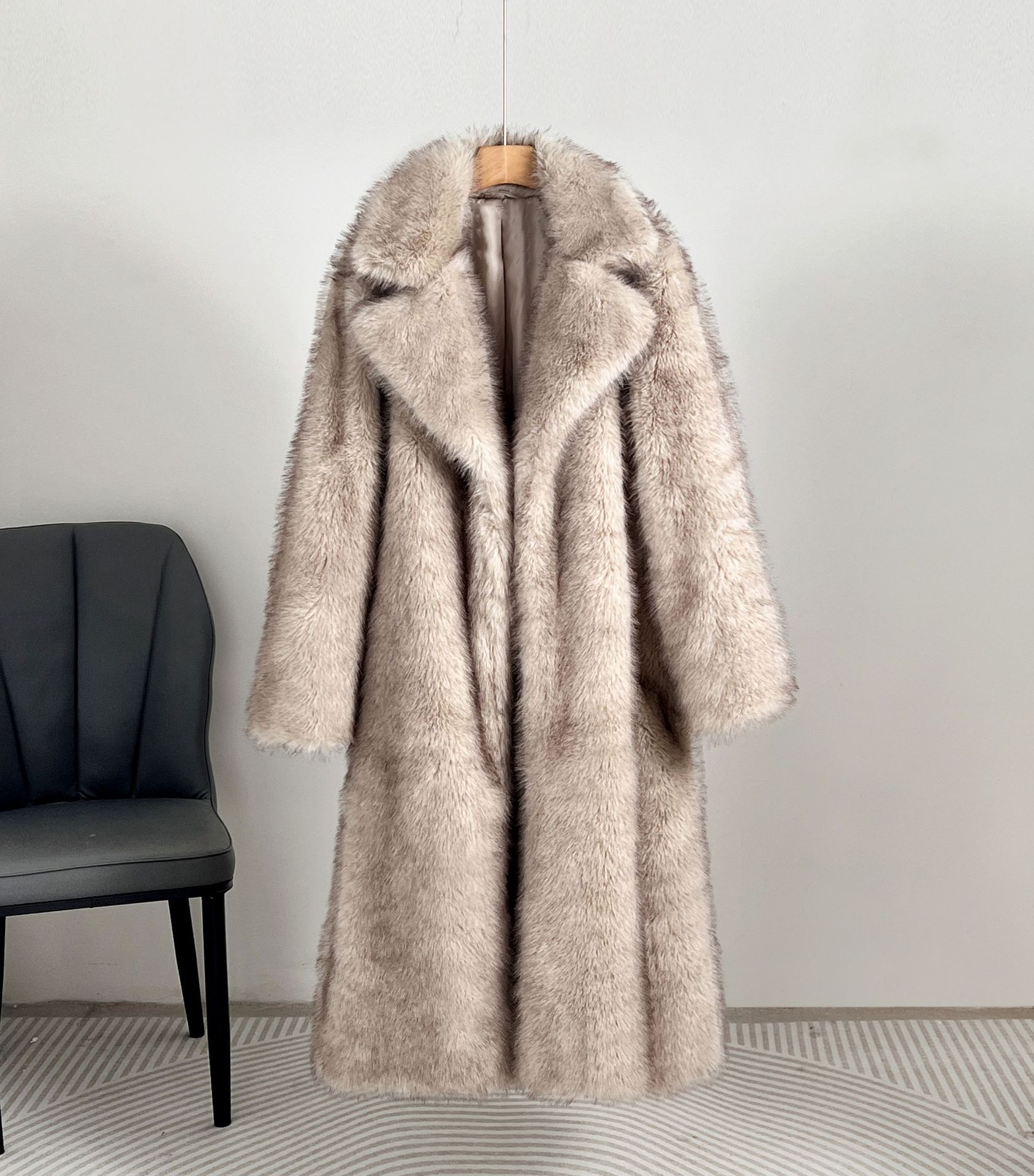 Autumn And Winter Extended Imitation Fur Coat Overcoat - Image 10