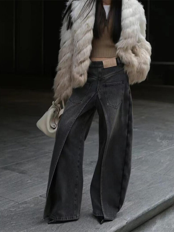 Y2g Waste Soil Wind Front And Back Wear Washed Loose Wide Leg Jeans - Image 3