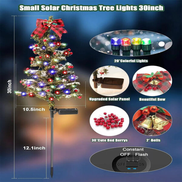 Waterproof Outdoor Christmas Decorations Solar Christmas Tree 2 Modes Yard Stake Christmas Pathway Light For Garden Yard Decor - Image 4