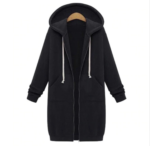 Hooded long-sleeved winter sweater women's jacket in a long thick shirt - Image 2