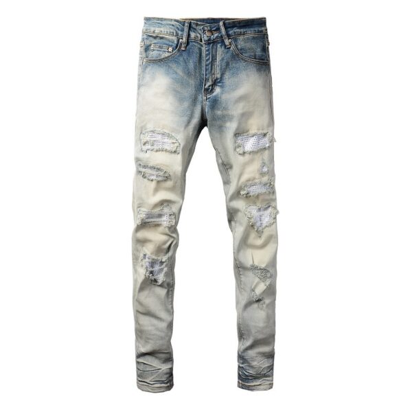 Street Trend Casual Cool Hole & Patch Diamond Slim Fit Men - Image 4