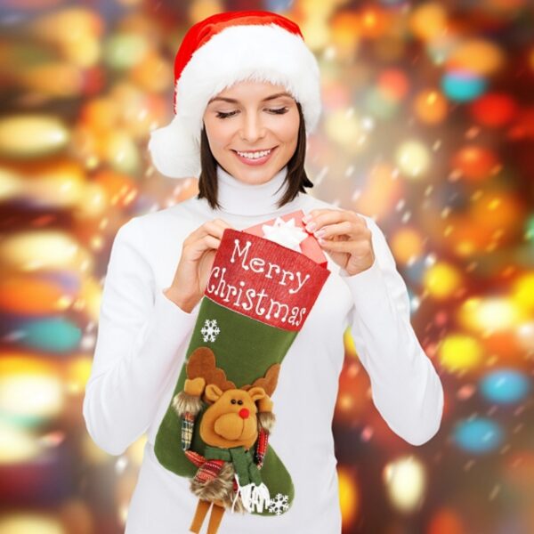 2024 New Year Xmas Big Stockings Set Decorations Christmas 3D Plush Big Sock Christmas Tree Pendant Decorating Supplies - Image 7
