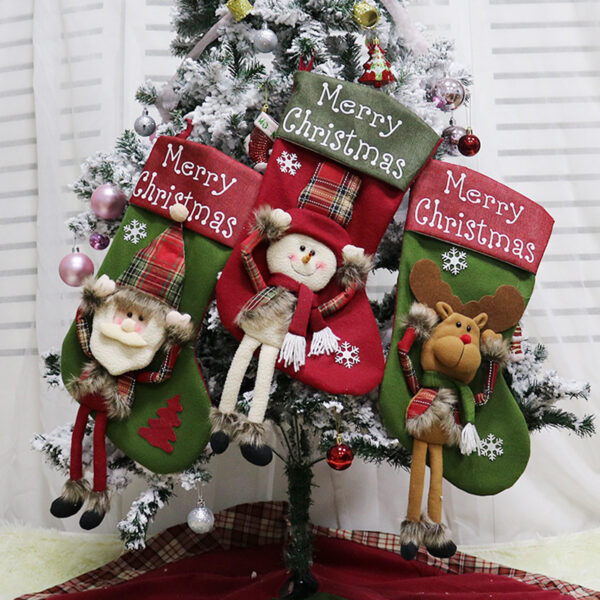 2024 New Year Xmas Big Stockings Set Decorations Christmas 3D Plush Big Sock Christmas Tree Pendant Decorating Supplies - Image 6