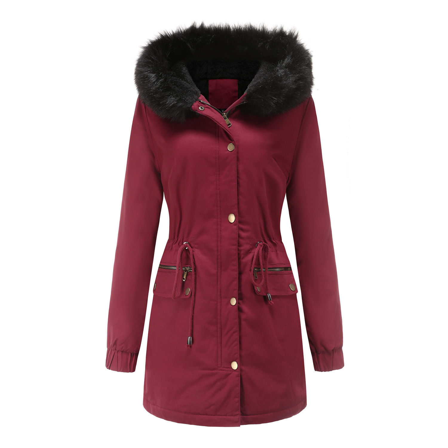 Women's Mid-length Fur Collar Coat Parker Cotton-padded Coat - Image 4
