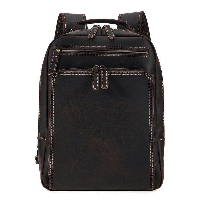 Backpack Men's Crazy Horse Leather Large Capacity - Image 4