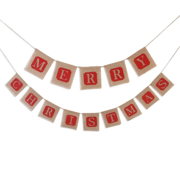 Merry Christmas Sackcloth Flag Christmas Banner Christmas Banner Decoration - Image 4