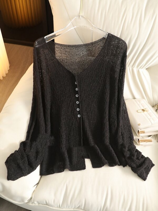 Hollow Lightweight Sun Protection Shawl Summer Cardigan Short Coat Sweater - Image 2