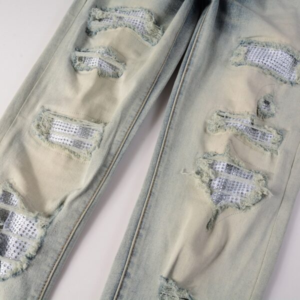 Street Trend Casual Cool Hole & Patch Diamond Slim Fit Men - Image 5