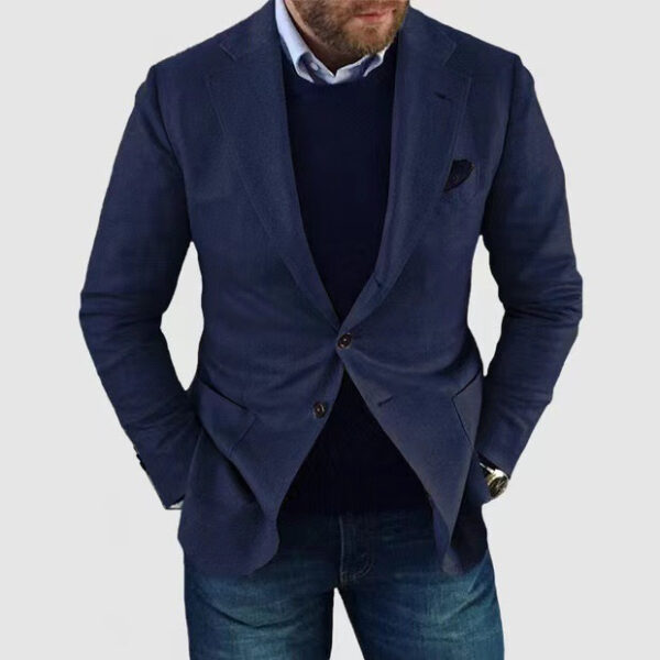 Printed Double Buckle Men's Plus Size Suit Coat - Image 4