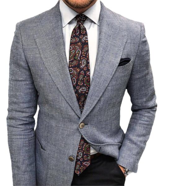 Printed Double Buckle Men's Plus Size Suit Coat - Image 2