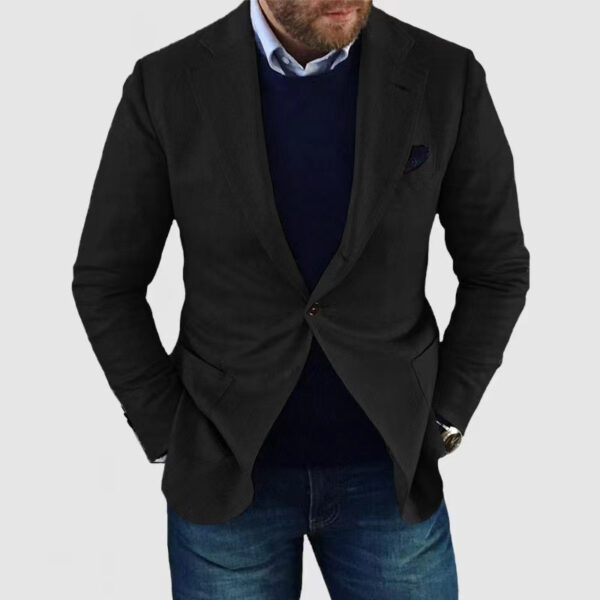 Printed Double Buckle Men's Plus Size Suit Coat - Image 3