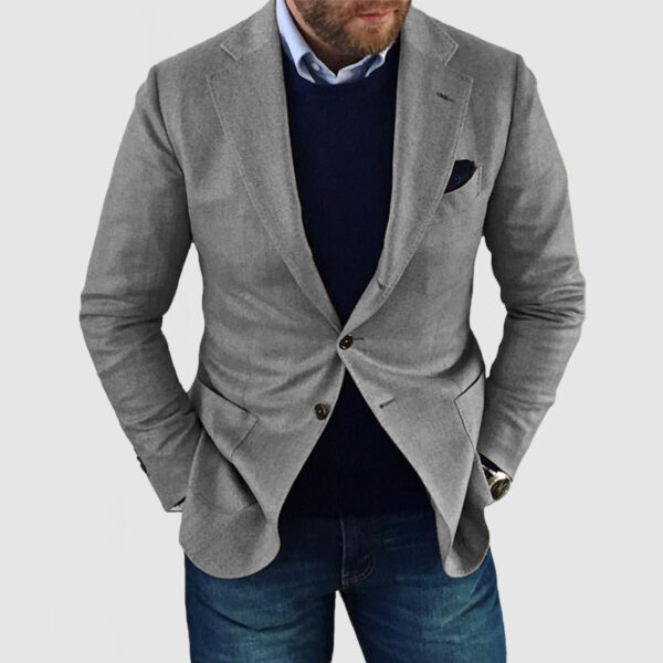 Printed Double Buckle Men's Plus Size Suit Coat - Image 9