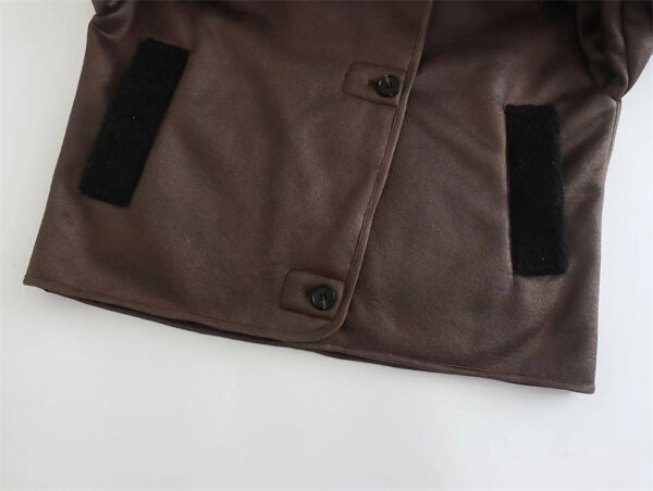 Faux Leather Double-sided Jacket European And American Locomotive Long Breasted Coat - Image 7