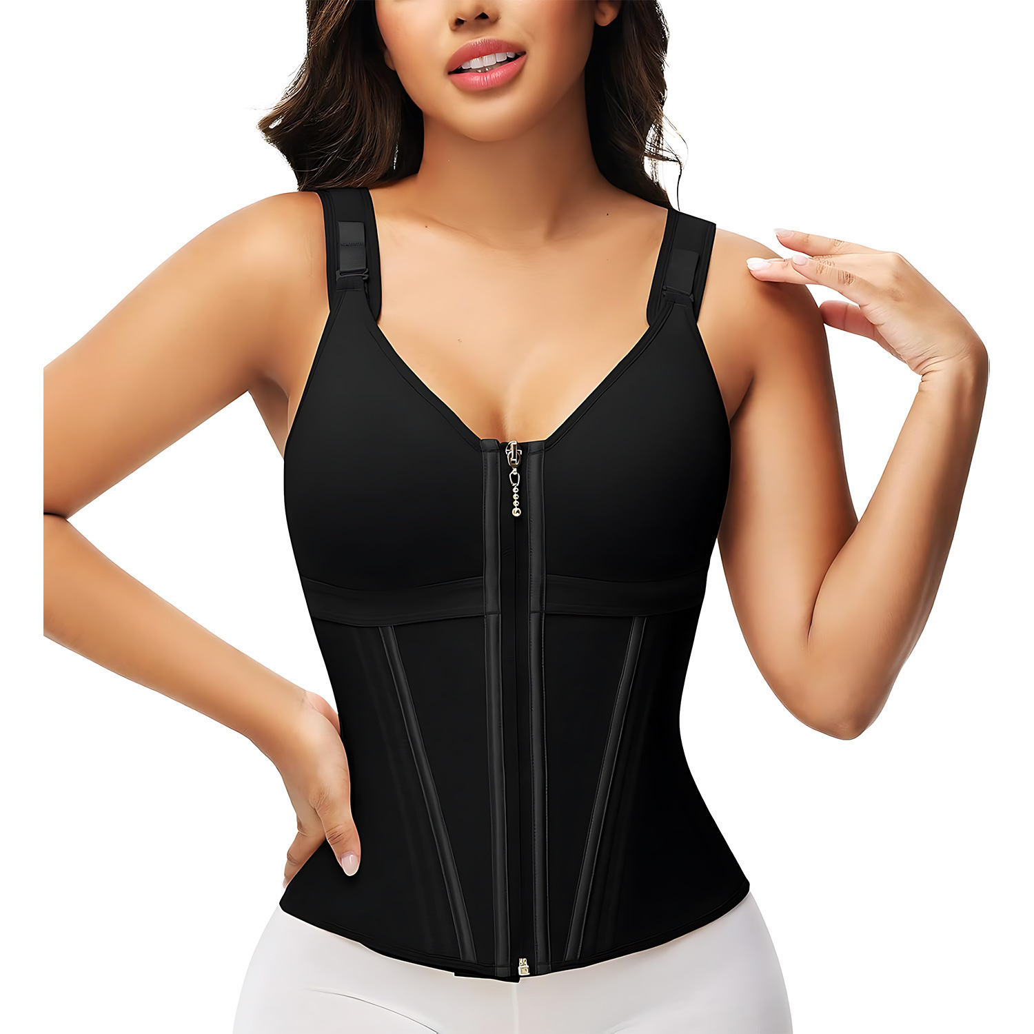 Mesh Belly Contracting And Waist Slimming Three Breasted Corset - Image 6
