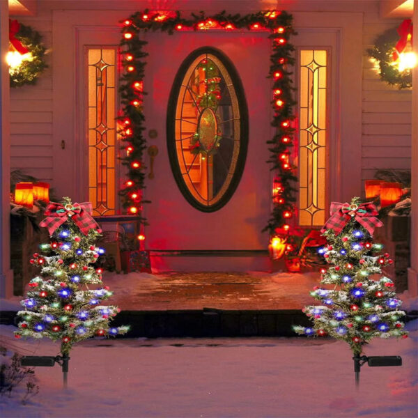 Waterproof Outdoor Christmas Decorations Solar Christmas Tree 2 Modes Yard Stake Christmas Pathway Light For Garden Yard Decor - Image 5