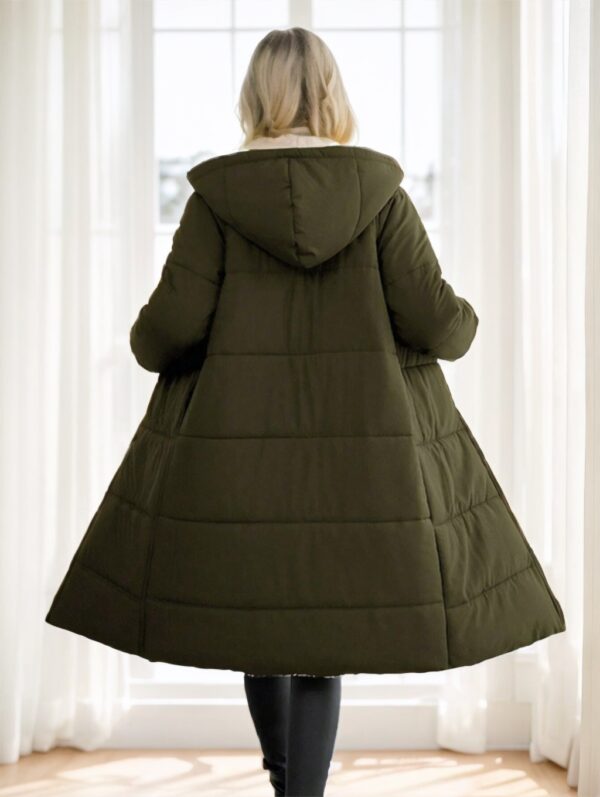 Women's Winter Long Sleeve Zip Up Hooded Cotton Padded Coat - Image 6