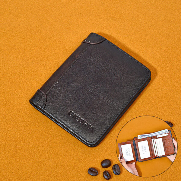 Men's Leather Anti-theft Swiping Ultra-thin Multi-card-slot Short Wallet - Image 2