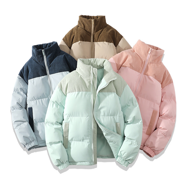 Winter Stand Collar Contrast-colored Coat Cotton Padded Jacket For Men Women Clothing - Image 8