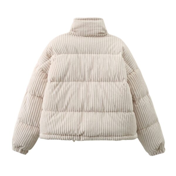 Warm Corduroy Puffer Jacket Coat Short Loose Cotton Coat - Image 4