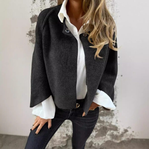 Women's Batwing Sleeve Cardigan Autumn And Winter Loose Short Cashmere Long Sleeve Coat - Image 10