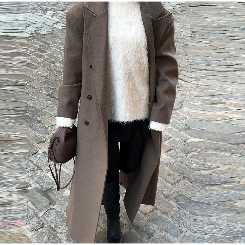Autumn And Winter Temperament Commute Suit Collar Long Woolen Coat - Image 2